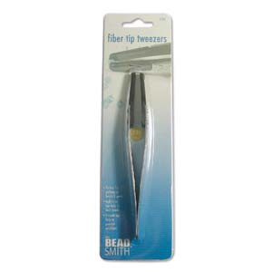 PMC Supplies Fine Tip Fiber Tweezer (130mm) - Non-Magnetic & Non-Marring For Beads & Gemstones