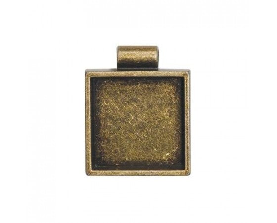 Bezel Pendant - Square - 30mm - 1 piece - Antique Gold