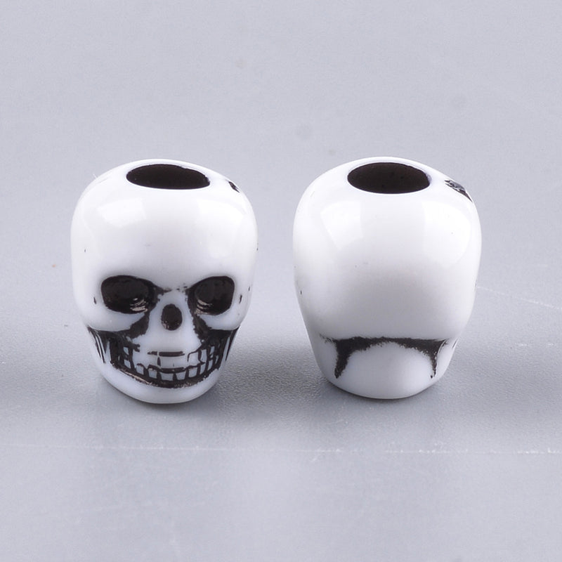 Acrylic - Skulls - 10mm x 9mm - 10 pieces