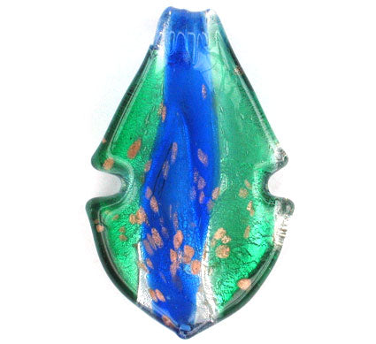 Pendant - Murano Glass - Leaf - 42mm x 68mm - 1 piece