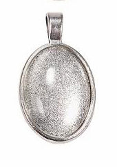 Bezel Pendant Necklace Kit - Oval - 37mm x 21mm - 1 set - Antique Silver