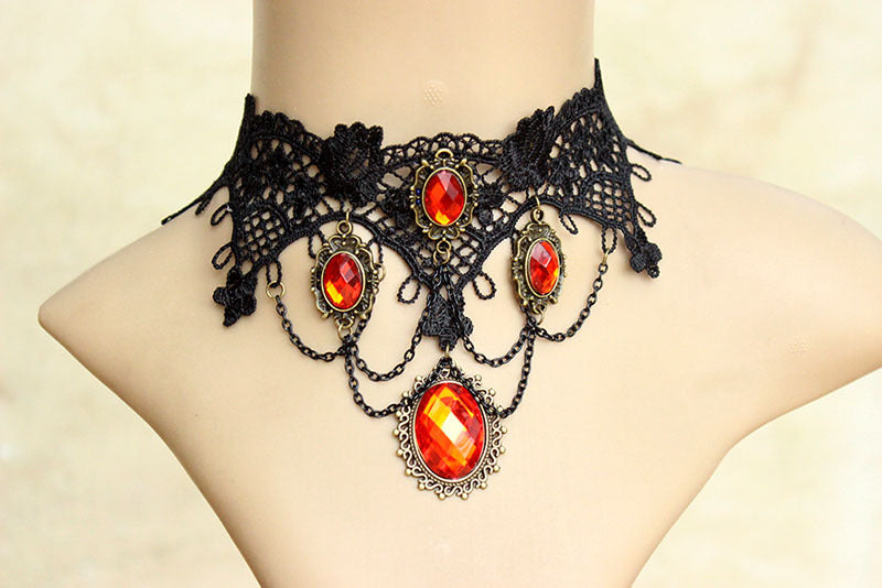 Retro Gothic Hollow Lace Collar Necklace