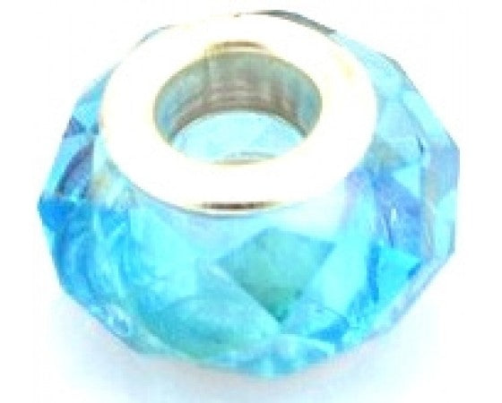 Glass - Rondelle (Faceted) (European Style) - 14mm x 9mm - 1 piece - AB