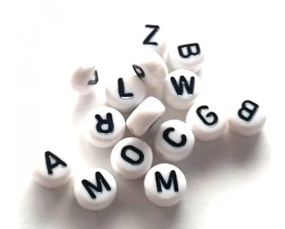 Acrylic - Round (Flat) - Alphabet - 6mm - 50 pieces