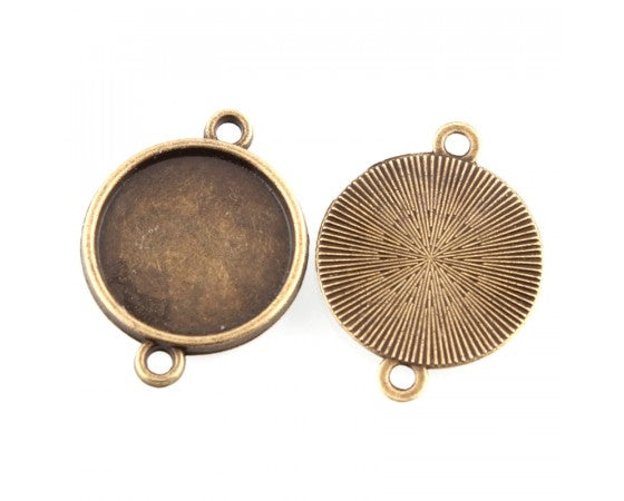 Bezel Connectors - Round - 16mm - 1 piece - Antique Bronze