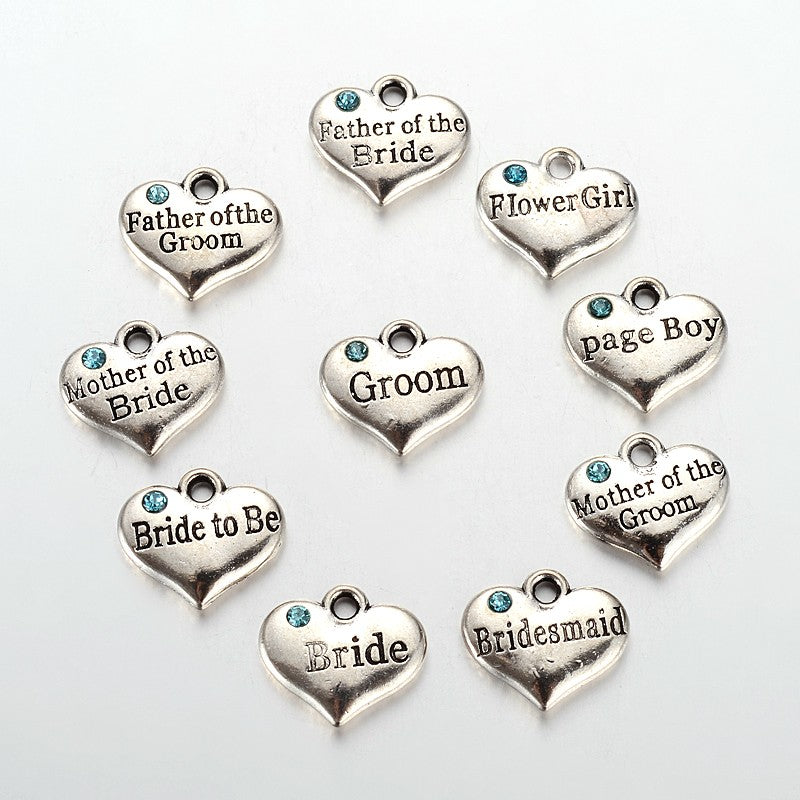 Charms - Heart - Wedding Party - 10 pieces