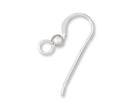 Earwire (Flat) with Bead - Sterling Silver - 1 pair