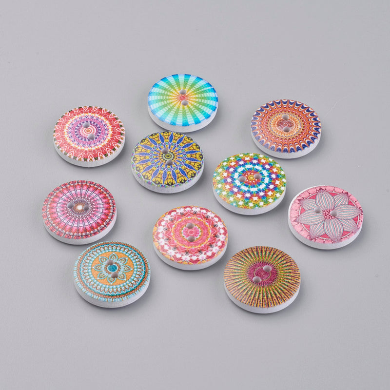 Buttons - 2-Hole - Wood- 20 pieces