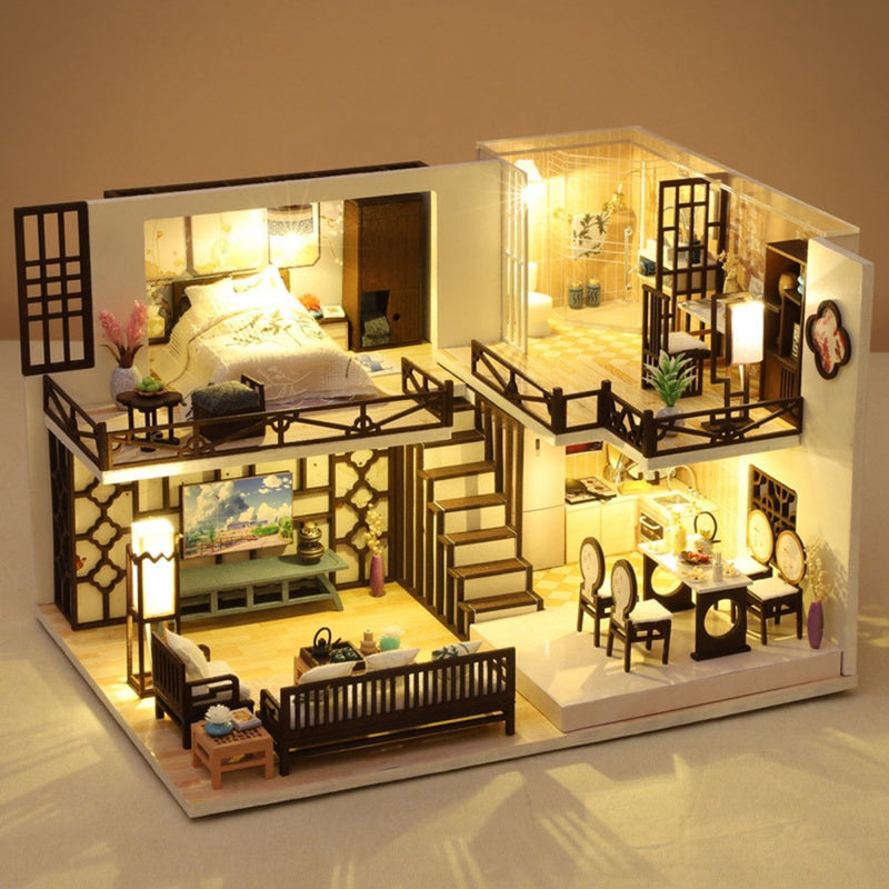 Handmade DIY Wooden  Miniature Dollhouse Kit