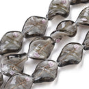 Lampwork - Gold Sand - Twist - 15mm x 20mm - Light Grey - 10 pieces