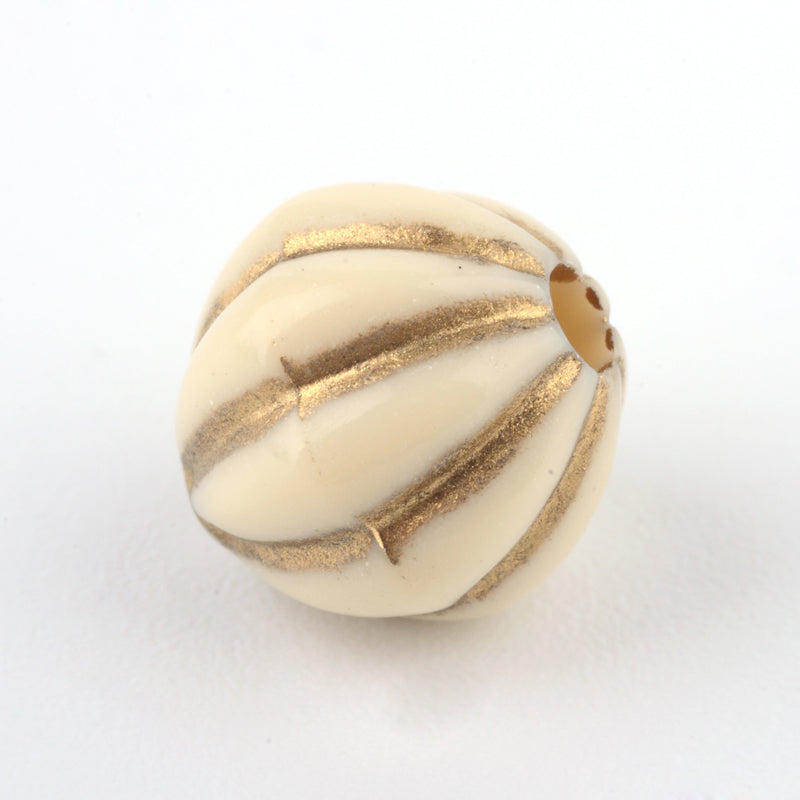 Acrylic - Pumpkin - Beige with Golden Metal Enlaced