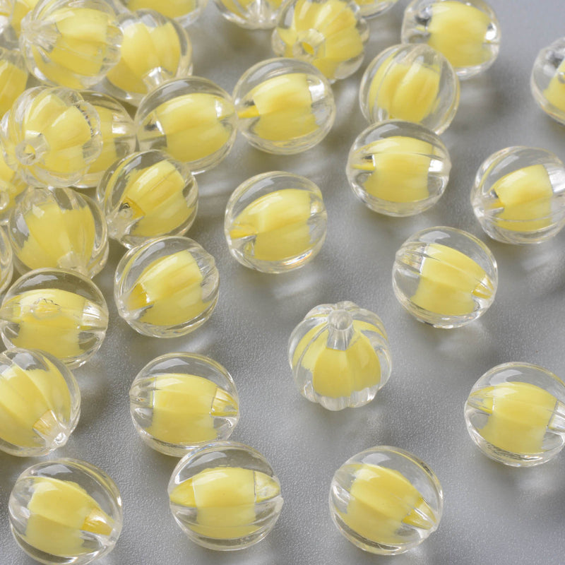 Acrylic - Round - Pumpkin - 11mm x 11.5mm - Transparent - 40 pieces