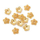 Bead Caps - Flower - 10.7mm x 11mm - Golden