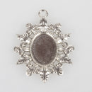 Bezel Pendant - Oval - 42mm x 33mm - 1 piece - Antique Silver