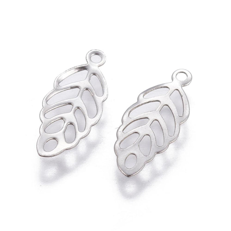 Charms - Leaf - 13mm x 5.5mm - 100 pieces - Stainless Steel