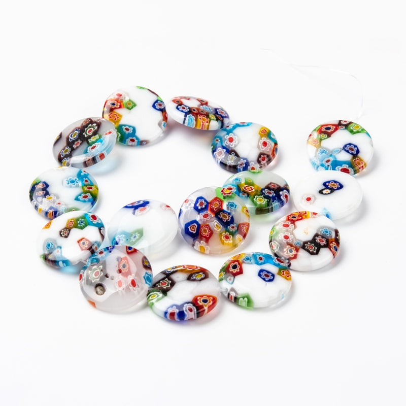 Millefiori - Flat Round - 25mm - 1 piece