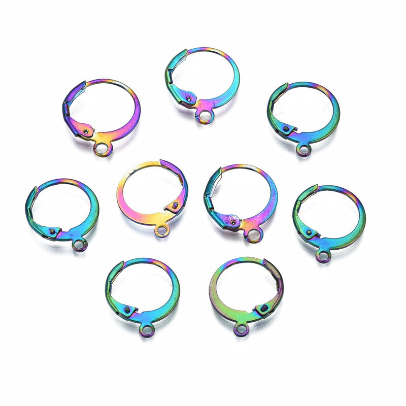 Earwire - Stainless Steel - Rainbow - 1 pair (2 pieces)