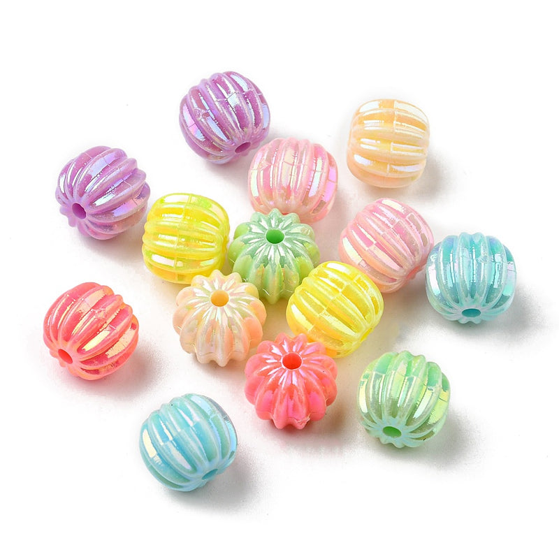 Acrylic - Round - Pumpkin - 11mm x 9.5mm - Mixed - 40 pieces