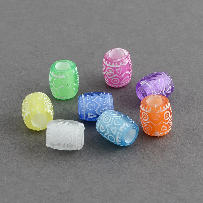 Acrylic - Barrel - Large Hole - 9mm x 8mm - 40 pieces