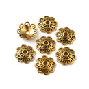 Bead Caps - Flower - 12mm x 3mm - Antique Gold