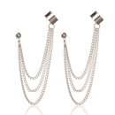 Ear Stud and Back with Cuff Earring and Chain - Silver