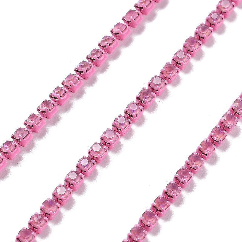 Chain - Colour Cup with Rhinestones - 2mm - 1 meter