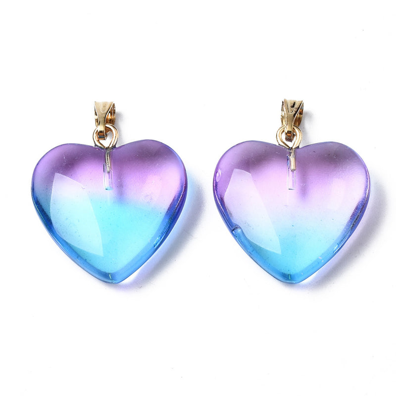 Pendant - Glass - Heart - 22mm - 1 piece