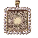 Bezel Rhinestone Pendant - Square - 25mm