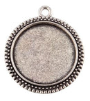 Bezel Pendant Kit - Round - 1 set - Antique Silver