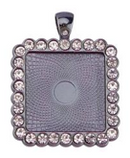 Bezel Rhinestone Pendant - Square - 25mm