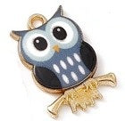 Charms - Owl - 21.5mm x 15mm - 2 pieces