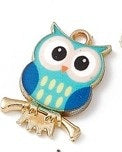 Charms - Owl - 21.5mm x 15mm - 2 pieces