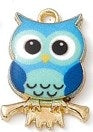 Charms - Owl - 21.5mm x 15mm - 2 pieces