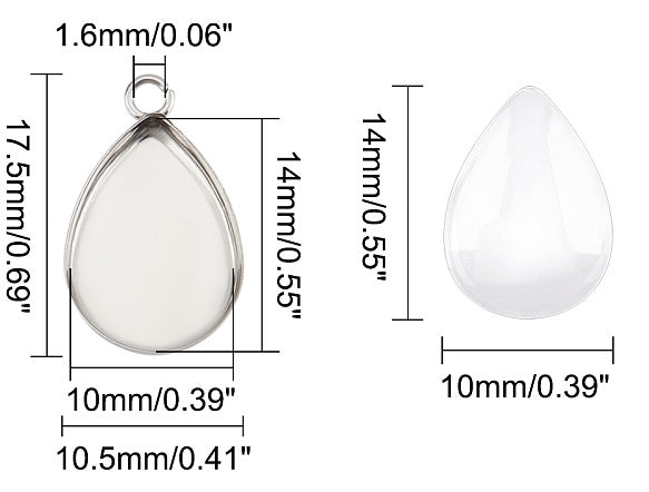 Bezel Earrings Kit - 1 pair - Stainless Steel