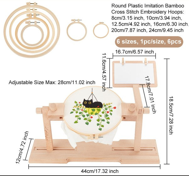 Embroidery Holder and Hoops - Wooden