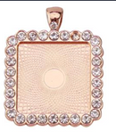 Bezel Rhinestone Pendant - Square - 25mm