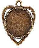 Bezel Pendant Kit - Round - 1 set - Antique Bronze