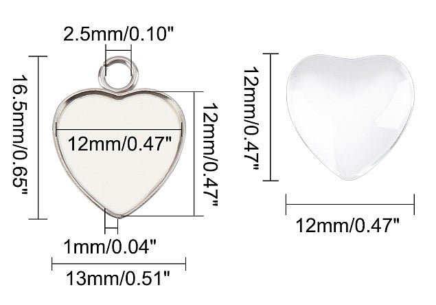 Bezel Earrings Kit - 1 pair - Stainless Steel