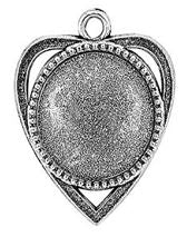 Bezel Pendant Kit - Round - 1 set - Antique Silver