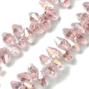 Glass - Bicone (Faceted) - Top Drilled - 9mm - 10 pieces - Pink AB