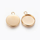 Bezel Pendant - Stainless Steel - Gold plated - 1 piece
