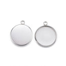 Bezel Pendant - Stainless Steel - 1 piece