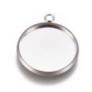 Bezel Pendant - Stainless Steel - 1 piece