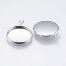 Bezel Pendant - Stainless Steel - 25mm x 20mm - 1 piece