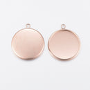 Bezel Pendant - Stainless Steel - Rose Gold plated - 1 piece