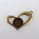 Bezel Pendant - Heart - 42mm x 25mm - 1 piece