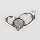 Bezel Pendant - Heart - 42mm x 25mm - 1 piece