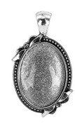 Bezel Pendant Kit - 1 set - Antique Silver