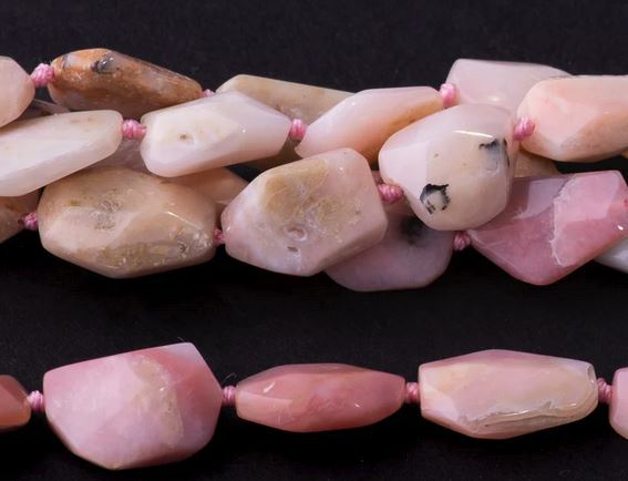Pink Opal - Freeform Faceted Nugget - 40cm strand