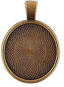 Bezel Pendant Kit - Round - 1 set - Antique Bronze
